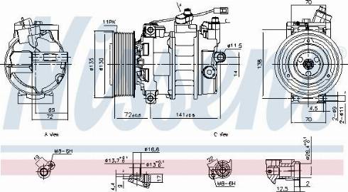 Nissens 890884 - Компресор, кондиціонер autocars.com.ua