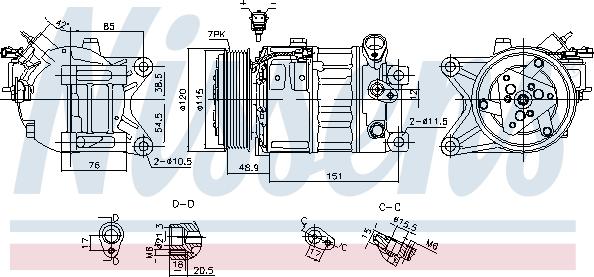 Nissens 890908 - Компресор, кондиціонер autocars.com.ua