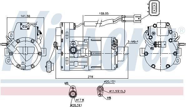 Nissens 890954 - Компресор, кондиціонер autocars.com.ua