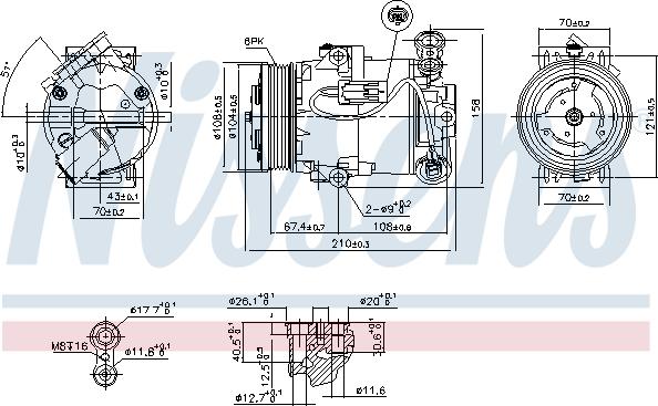 Nissens 89096 - Компресор, кондиціонер autocars.com.ua