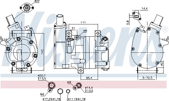 NISSENS 891075 - Компресор, кондиціонер autocars.com.ua