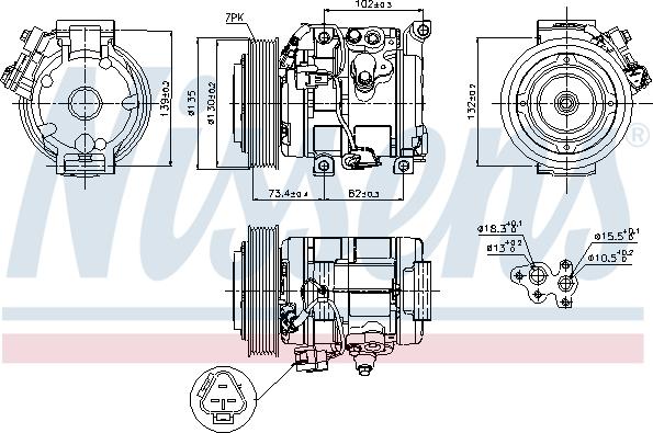 Nissens 89250 - Компресор, кондиціонер autocars.com.ua