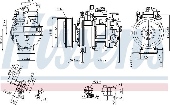 Nissens 89384 - Компрессор кондиционера avtokuzovplus.com.ua