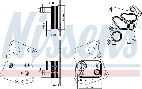 Nissens 90943 - Масляний радіатор, рухове масло autocars.com.ua