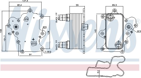 Nissens 91457 - Масляний радіатор, рухове масло autocars.com.ua