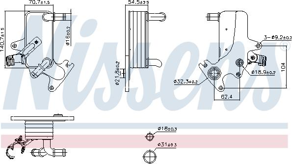 Nissens 91553 - Масляний радіатор, автоматична коробка передач autocars.com.ua