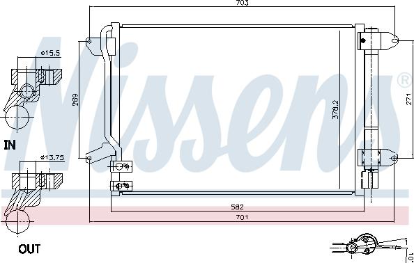 Nissens 940238 - Конденсатор, кондиціонер autocars.com.ua