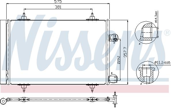 Nissens 940239 - Конденсатор, кондиціонер autocars.com.ua