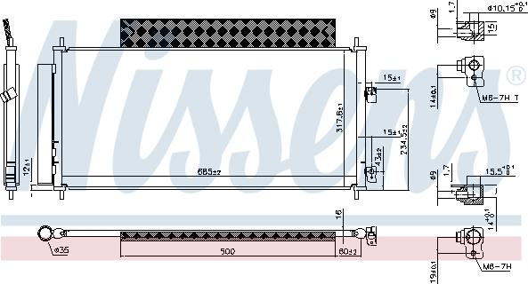 Nissens 940737 - Конденсатор, кондиціонер autocars.com.ua