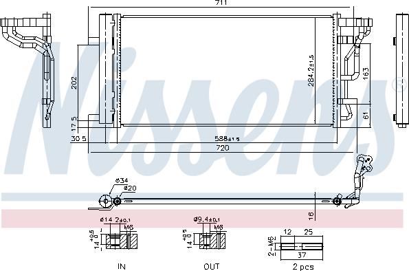 Nissens 940978 - Конденсатор, кондиціонер autocars.com.ua