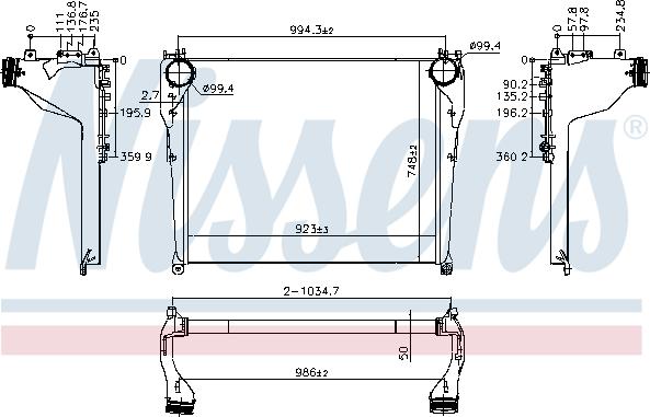 Nissens 961568 - Интеркулер autocars.com.ua