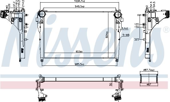 Nissens 961570 - Интеркулер autocars.com.ua