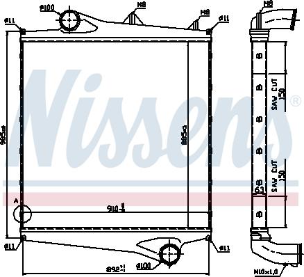 Nissens 96961 - Интеркулер, теплообменник турбины avtokuzovplus.com.ua