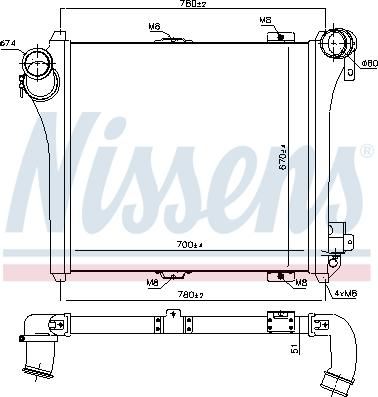 Nissens 97075 - Интеркулер, теплообменник турбины avtokuzovplus.com.ua