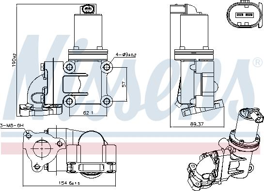 Nissens 98355 - клапан рециркуляціі ВГ EGR autocars.com.ua