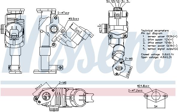 Nissens 98423 - Клапан повернення ОГ autocars.com.ua