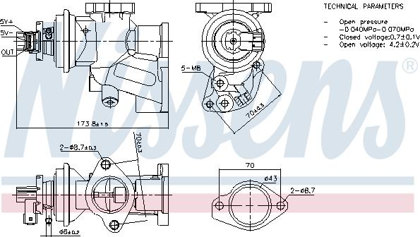 Nissens 98475 - Клапан повернення ОГ autocars.com.ua