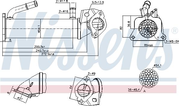 Nissens 989322 - Радіатор, рециркуляція ОГ autocars.com.ua