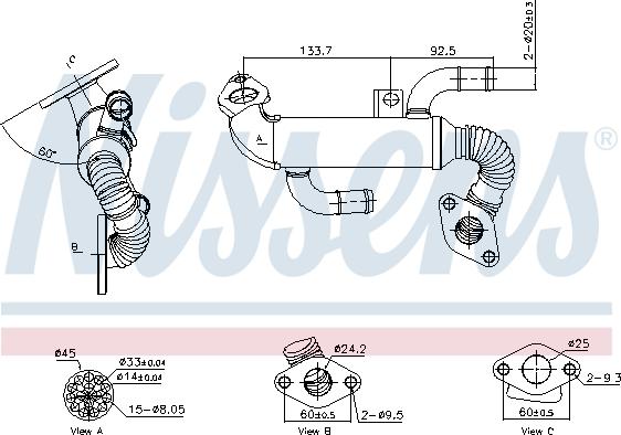 Nissens 989399 - Радіатор, рециркуляція ОГ autocars.com.ua