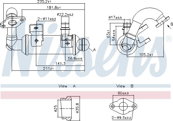 Nissens 989405 - Радиатор, рециркуляция ОГ avtokuzovplus.com.ua