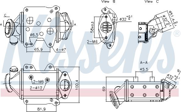 Nissens 989457 - Радіатор, рециркуляція ОГ autocars.com.ua