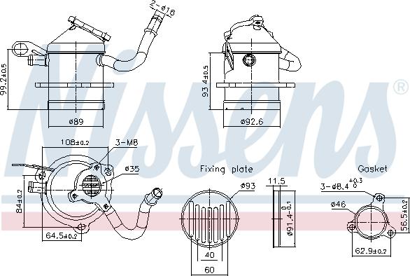 Nissens 989480 - Радіатор, рециркуляція ОГ autocars.com.ua