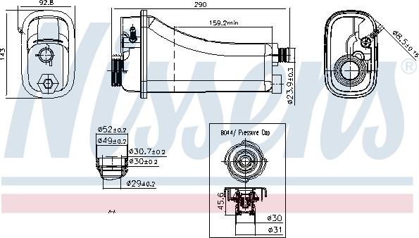 Nissens 996155 - Бачок розширювальний з кришкою BMW 3 E46 98- 316 i вир-во Nissens autocars.com.ua