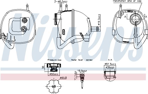 Nissens 996222 - Компенсационный бак, охлаждающая жидкость avtokuzovplus.com.ua