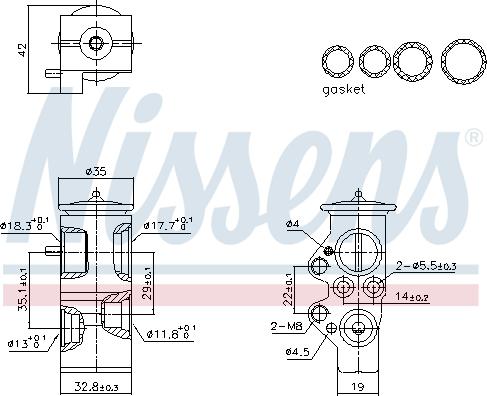 Nissens 999428 - Розширювальний клапан, кондиціонер autocars.com.ua