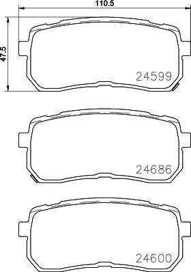 Nisshinbo NP6099 - Колодки тормозные дисковые задние Hyundai H-1. i55 22.5. 3.0. 3.8 11- NP6099 NISSHINBO autocars.com.ua