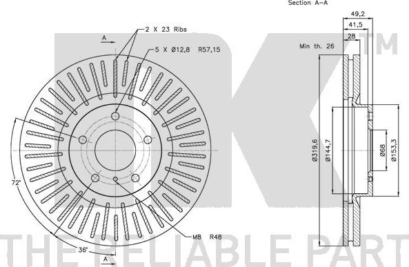 NK 312270 - Тормозной диск avtokuzovplus.com.ua