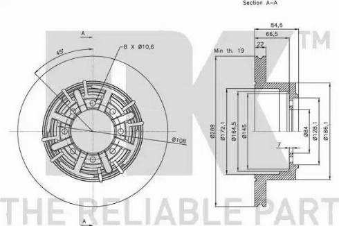 NK 312345 - Гальмівний диск autocars.com.ua