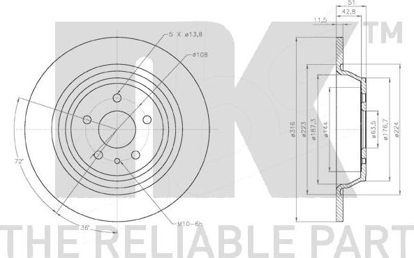 NK 3125102 - Тормозной диск avtokuzovplus.com.ua