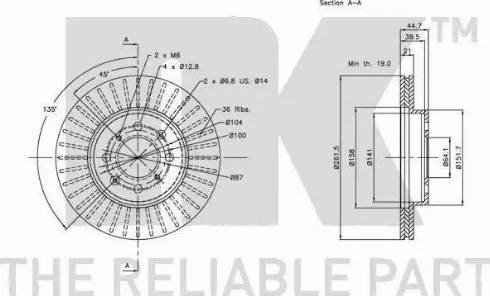 NK 312614 - Тормозной диск avtokuzovplus.com.ua