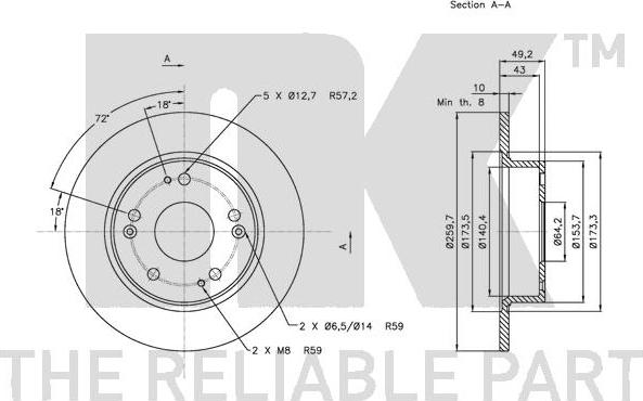 NK 312638 - Гальмівний диск autocars.com.ua