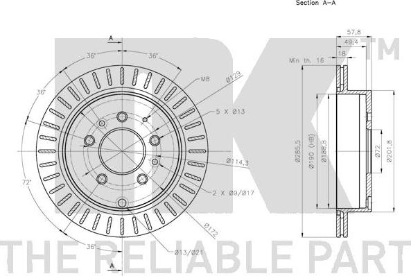 NK 313277 - Тормозной диск avtokuzovplus.com.ua