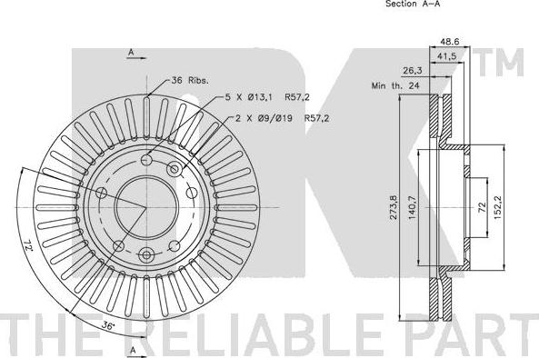 NK 313514 - Тормозной диск avtokuzovplus.com.ua