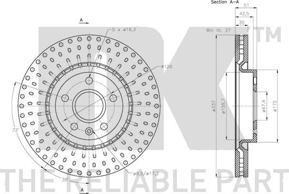 NK 313671 - Тормозной диск avtokuzovplus.com.ua