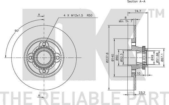 NK 313944 - Тормозной диск avtokuzovplus.com.ua