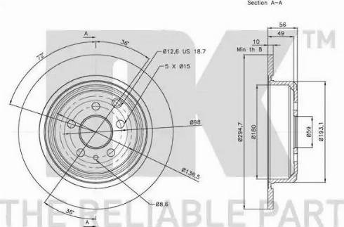 NK 319943 - Тормозной диск avtokuzovplus.com.ua