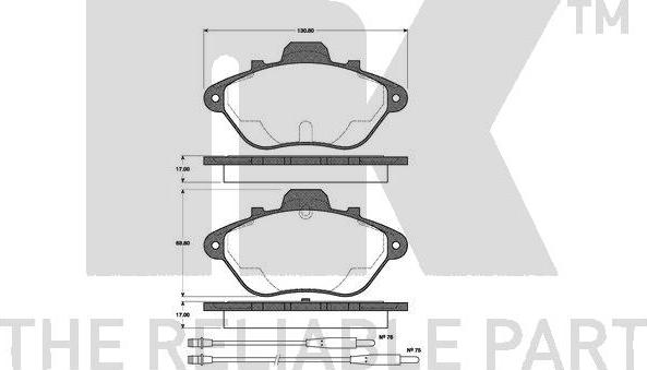 NK 221922 - Тормозные колодки, дисковые, комплект avtokuzovplus.com.ua