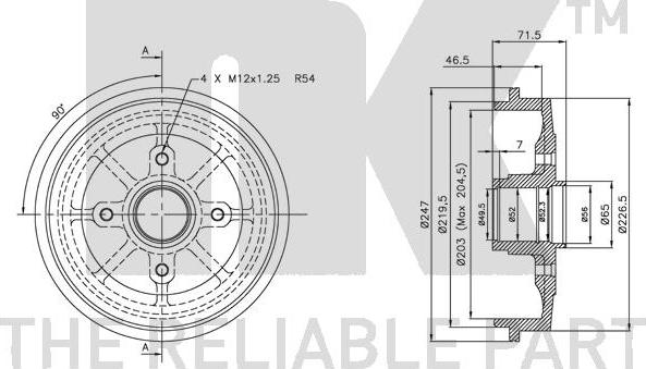 NK 251905 - Гальмівний барабан autocars.com.ua