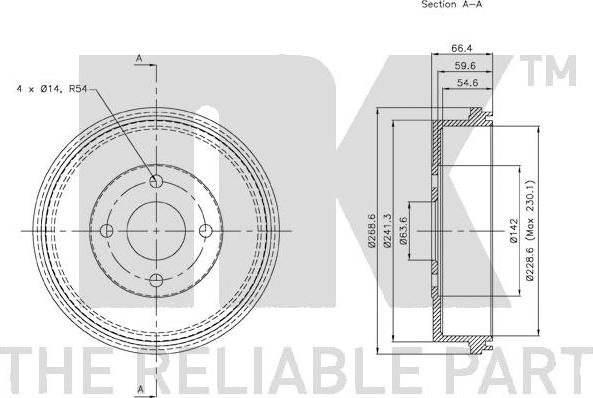 NK 252528 - Гальмівний барабан autocars.com.ua