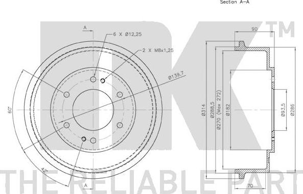 NK 253407 - Гальмівний барабан autocars.com.ua