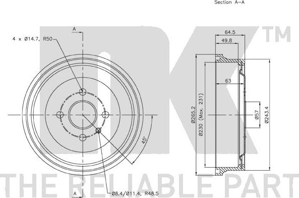 NK 253614 - Тормозной барабан avtokuzovplus.com.ua