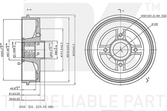 NK 253929 - Гальмівний барабан autocars.com.ua