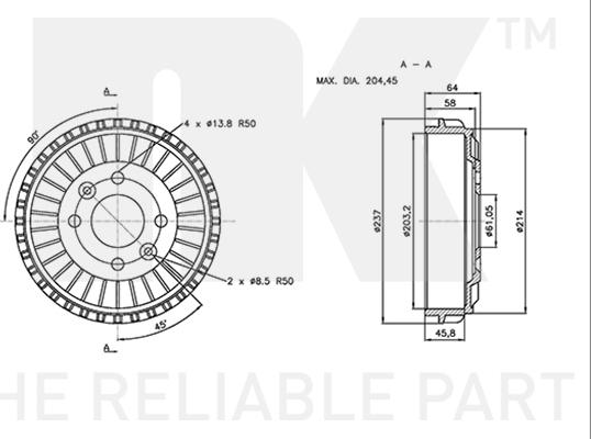 NK 253939 - Гальмівний барабан autocars.com.ua