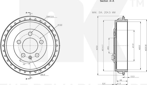 NK 254736 - Гальмівний барабан autocars.com.ua