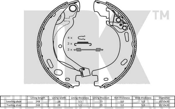 NK 2712769 - Комплект гальм, ручник, парковка autocars.com.ua