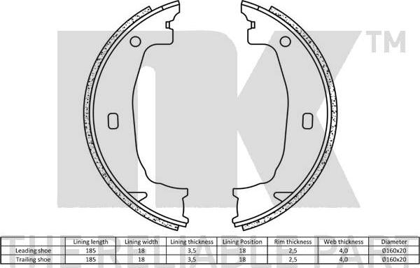 NK 2715662 - Комплект тормозных колодок, барабанные avtokuzovplus.com.ua